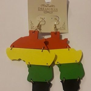 RASTA COUNTRY OF AFRICA DANGLE EARRINGS 1 PAIR